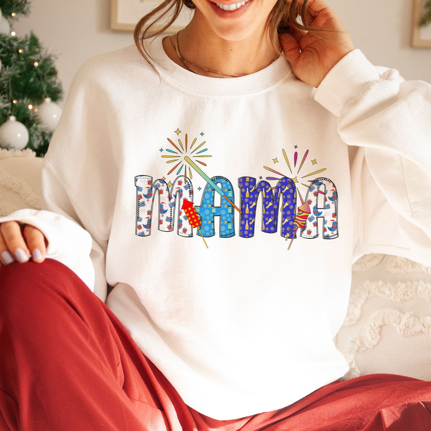 Mama Fireworks New Year Sweatshirt