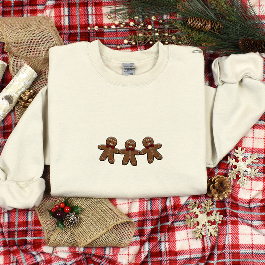 Cute Gingerbreads Embroidered Sweatshirt